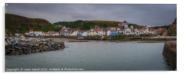 Staithes, UK, Panoramic view from the Harbour Acrylic by Lewis Gabell