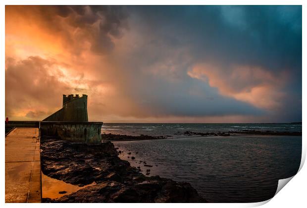 Saltcoats Bathing Ponds Sunset #3 Print by Chris Wright