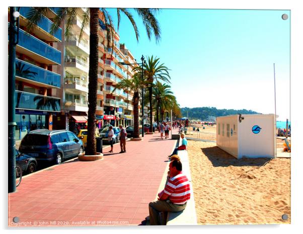Lloret De Mar promenade in Spain. Acrylic by john hill