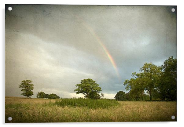 Rainbow over Wramplingham, Norfolk Acrylic by Dave Turner