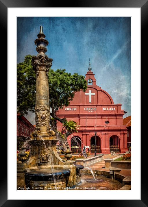 Christ Church Malacca Malaysia Framed Mounted Print by Adrian Evans