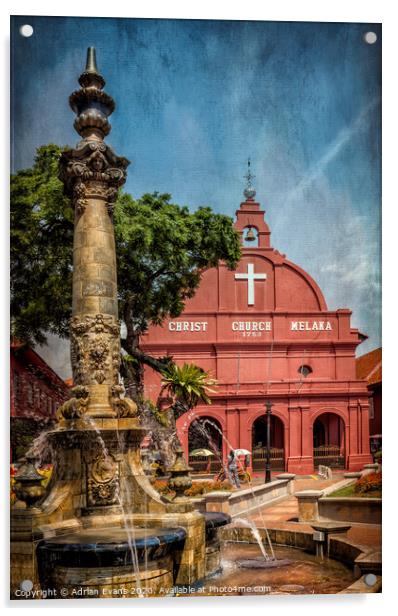 Christ Church Malacca Malaysia Acrylic by Adrian Evans