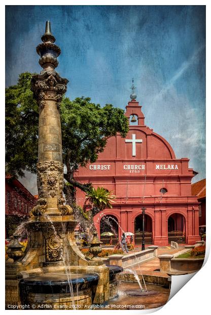 Christ Church Malacca Malaysia Print by Adrian Evans