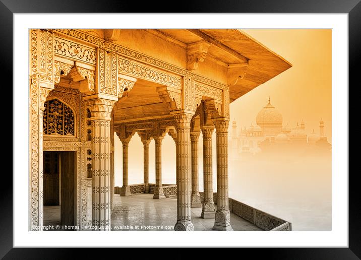 Taj Mahal with Fort Agra Framed Mounted Print by Thomas Herzog