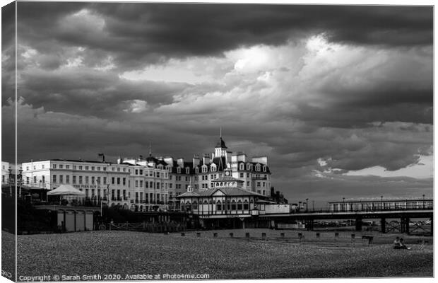 Eastbourne Seafront with Stormy Sky Canvas Print by Sarah Smith