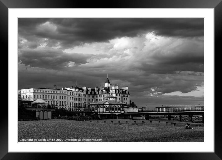 Eastbourne Seafront with Stormy Sky Framed Mounted Print by Sarah Smith