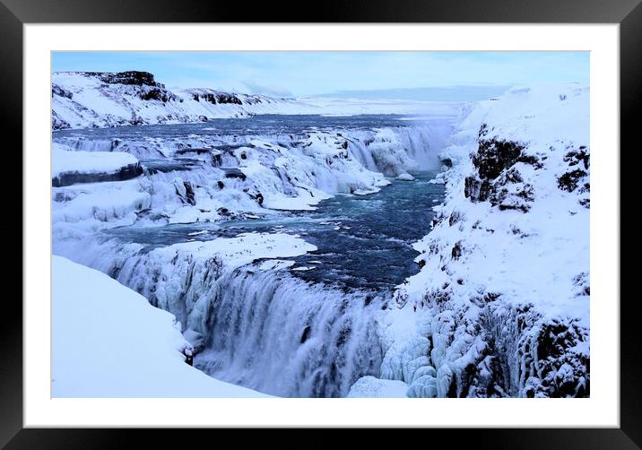 Gullfoss Waterfall Iceland Framed Mounted Print by Mervyn Tyndall