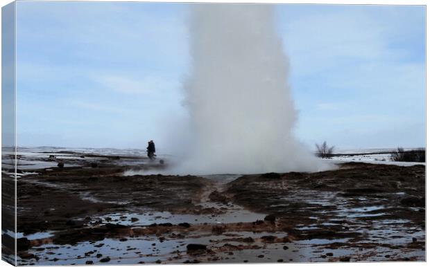 Srokkur Geyser Park Iceland Canvas Print by Mervyn Tyndall