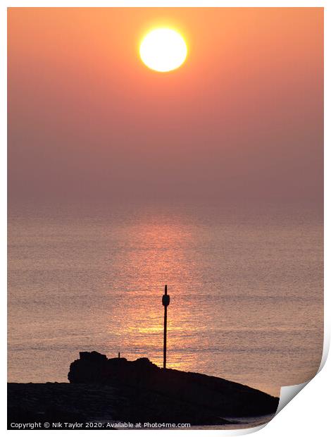 Barrel Rock at sunset, Print by Nik Taylor