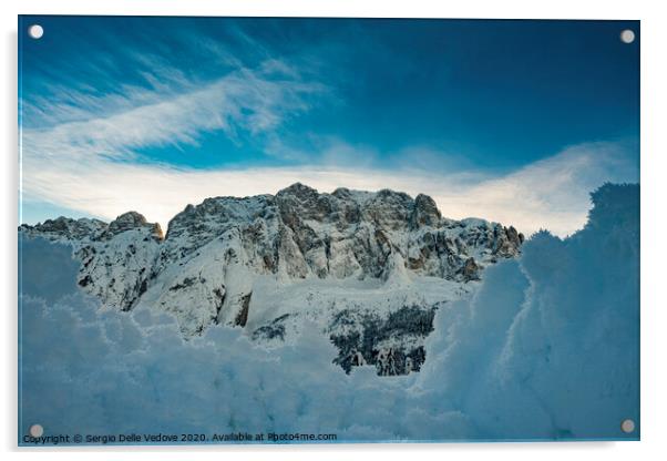 Jof di Montasio mount in winter Acrylic by Sergio Delle Vedove