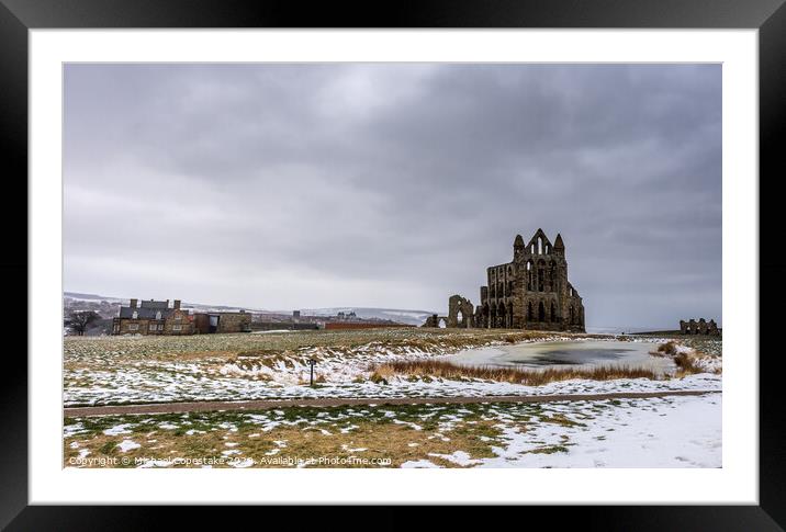 Whitby Abbey in the Snow  Framed Mounted Print by Michael Copestake