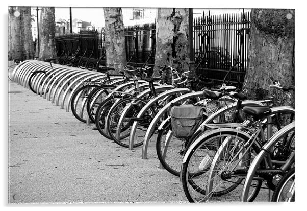 Bicycle Park Acrylic by Karen Martin