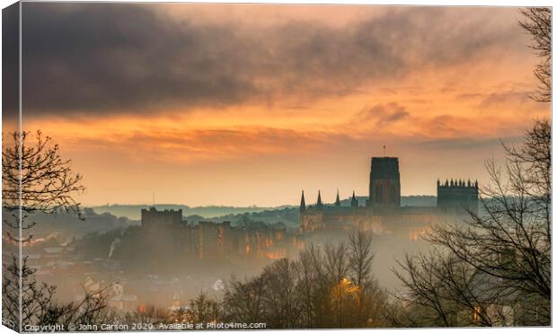 Mystical Morning at Durham Cathedral Canvas Print by John Carson
