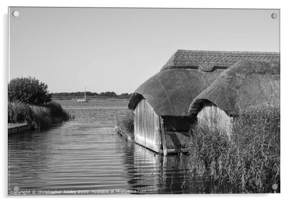 Hickling boathouses  Acrylic by Christopher Keeley