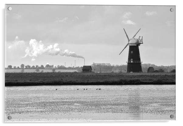 Berney Arms windmill Acrylic by Christopher Keeley