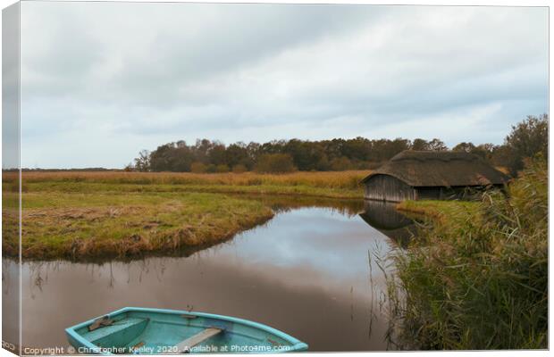 Hickling Broad boathouse Canvas Print by Christopher Keeley