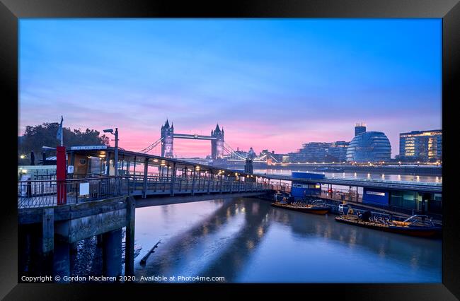 Tower Bridge London at Sunrise Framed Print by Gordon Maclaren