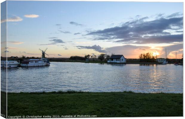 Sunset at Thurne Canvas Print by Christopher Keeley