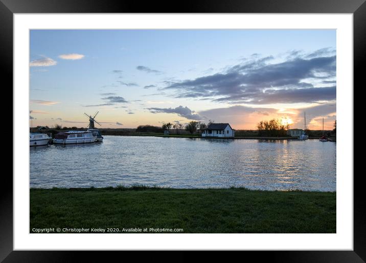 Sunset at Thurne Framed Mounted Print by Christopher Keeley