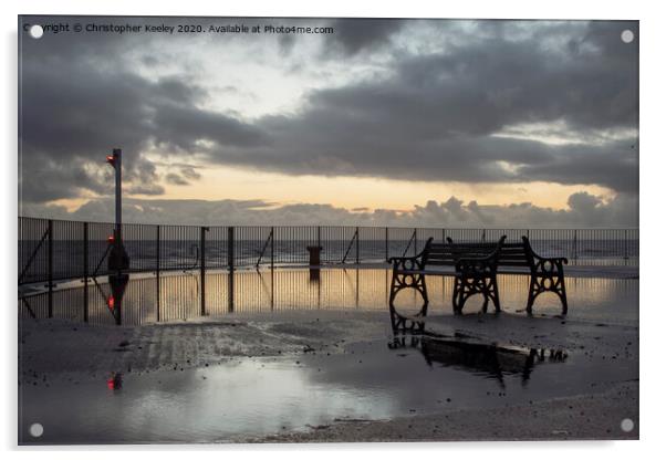 Sunrise at Gorleston pier Acrylic by Christopher Keeley