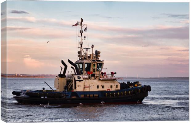 A Majestic Tugboat Sailing through the Mersey Rive Canvas Print by Ben Delves