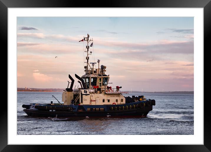 A Majestic Tugboat Sailing through the Mersey Rive Framed Mounted Print by Ben Delves