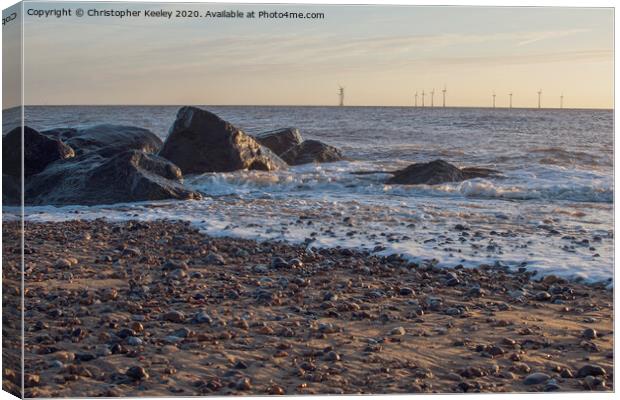 Sunrise at Caister  Canvas Print by Christopher Keeley