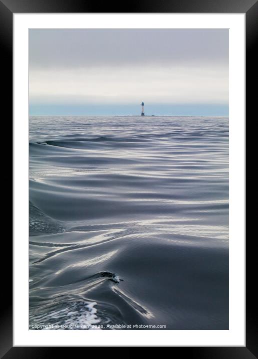 Bell Rock Lighthouse across the waves Framed Mounted Print by Douglas Kerr