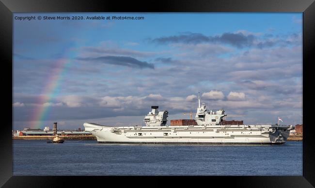 HMS Prince of Wales on the River Mersey Framed Print by Steve Morris