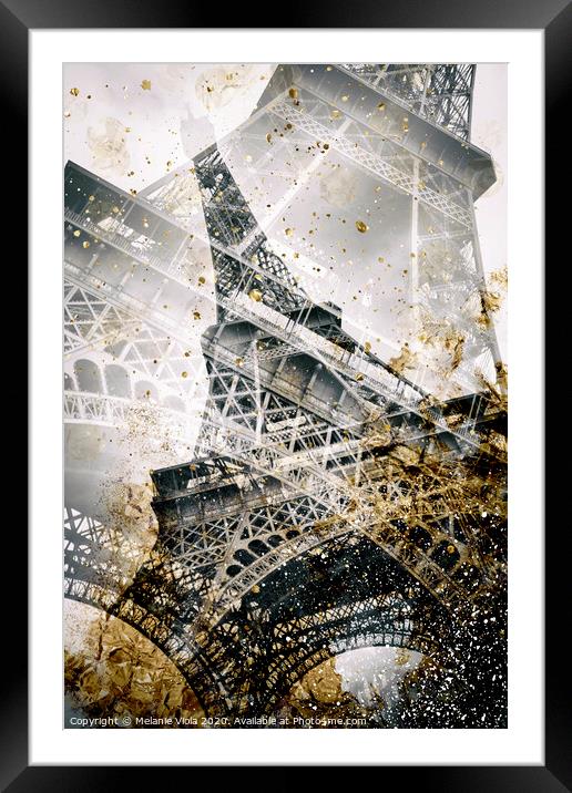 Eiffel Tower | Vintage gold Framed Mounted Print by Melanie Viola