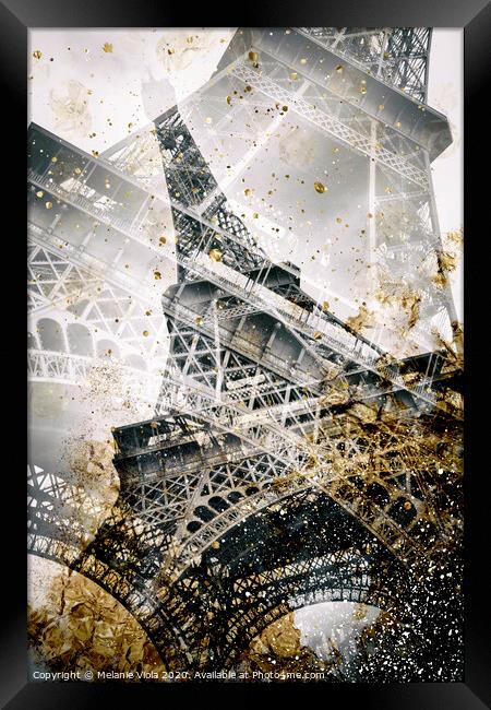 Eiffel Tower | Vintage gold Framed Print by Melanie Viola