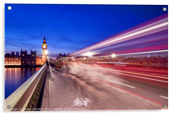 Slow Shutter Speed Photograph of Big Ben Acrylic by Gordon Maclaren
