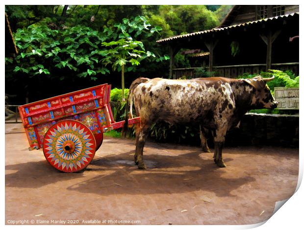 The Cow and Cart Print by Elaine Manley
