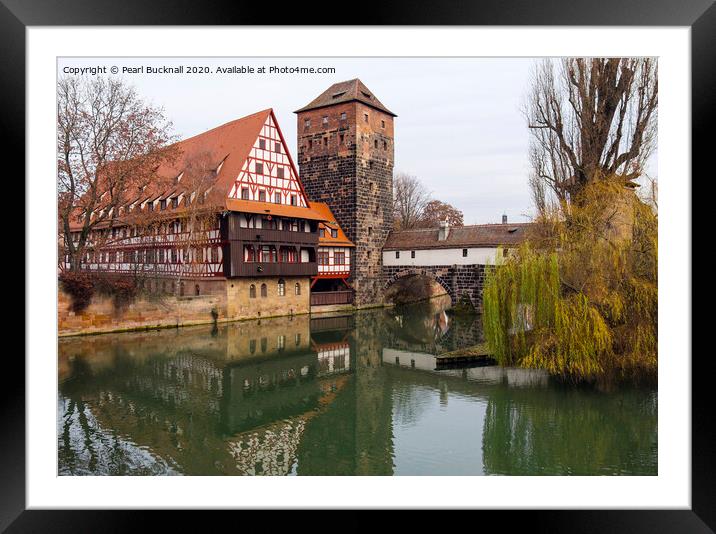 Weinstadle and Hangman's Bridge Nuremberg Framed Mounted Print by Pearl Bucknall