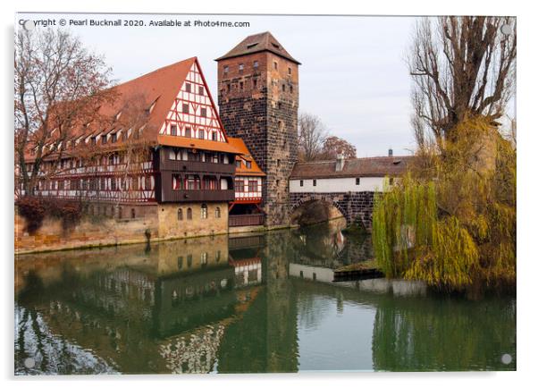 Weinstadle and Hangman's Bridge Nuremberg Acrylic by Pearl Bucknall