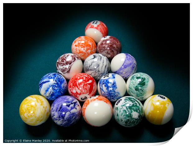 Pool / Billiards Balls...misc  Print by Elaine Manley