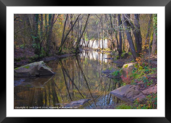 Reflections in the river in the middle of autumn Framed Mounted Print by Jordi Carrio