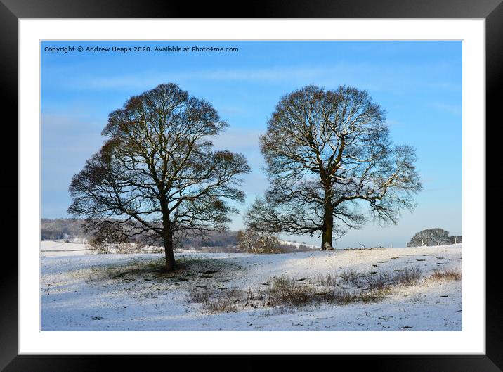 Snowy winters scene Framed Mounted Print by Andrew Heaps