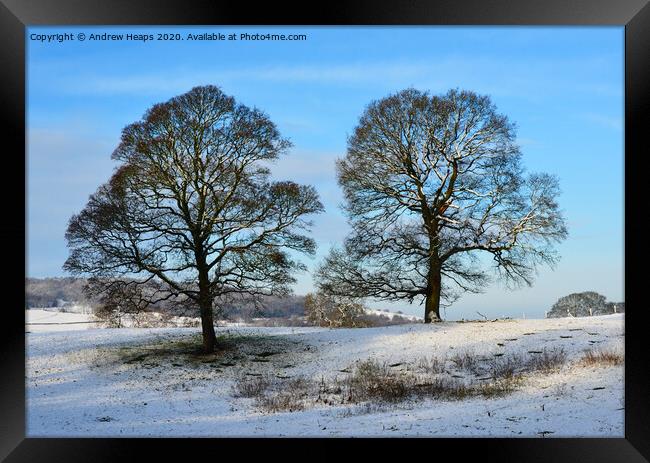 Snowy winters scene Framed Print by Andrew Heaps