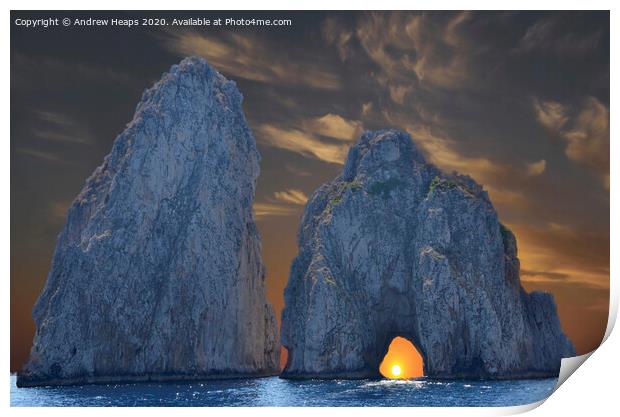 Large rocks off Capri in bay of Naples  Print by Andrew Heaps