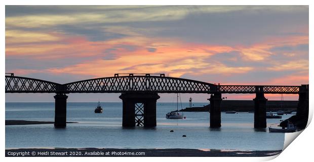 Barmouth Bridge at Sunset Print by Heidi Stewart