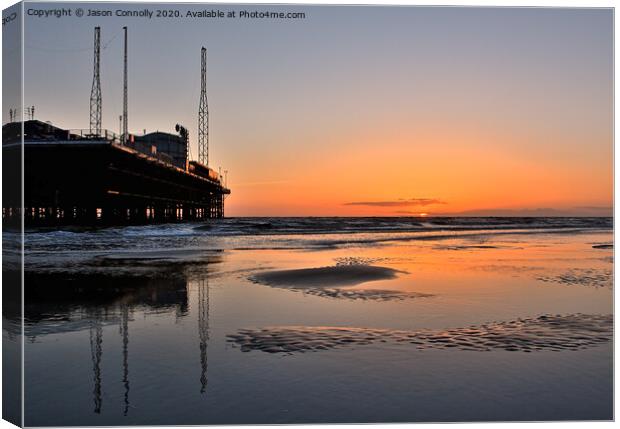 South Pier At Sunset, Blackpool. Canvas Print by Jason Connolly