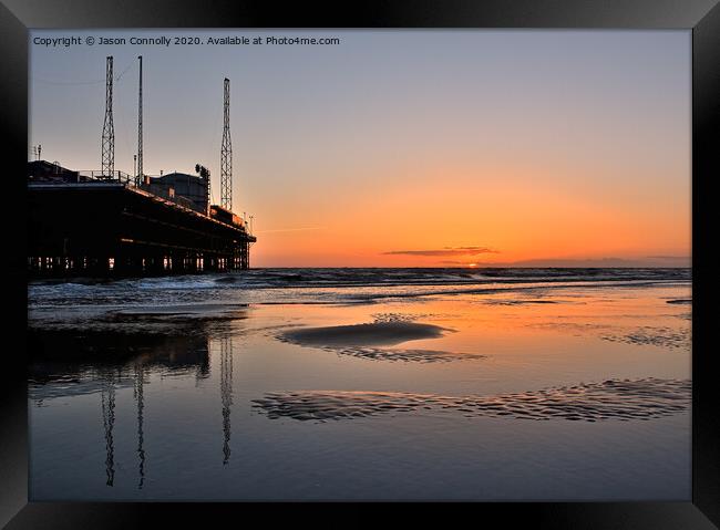 South Pier At Sunset, Blackpool. Framed Print by Jason Connolly
