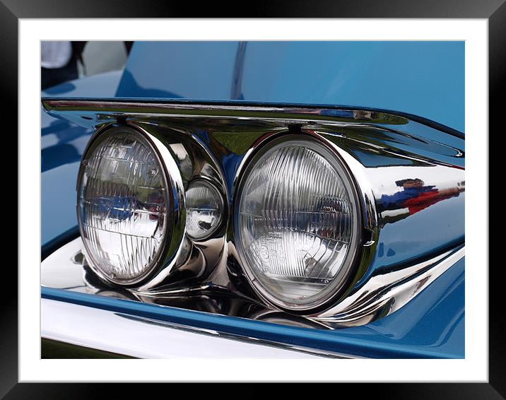 Blue Corvette twin headlight Framed Mounted Print by Allan Briggs