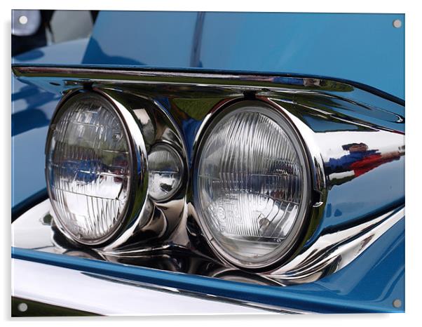 Blue Corvette twin headlight Acrylic by Allan Briggs