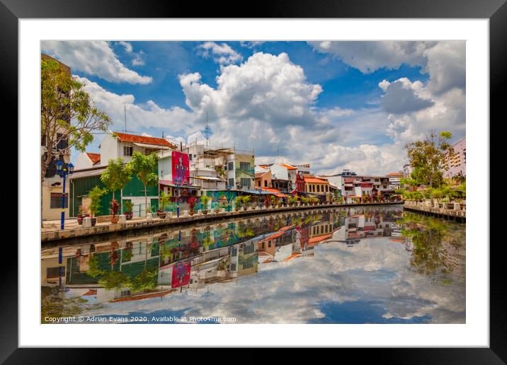 Malacca River Malaysia Framed Mounted Print by Adrian Evans