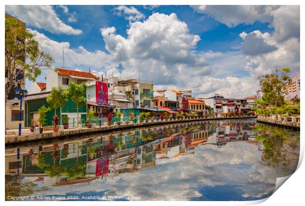 Malacca River Malaysia Print by Adrian Evans