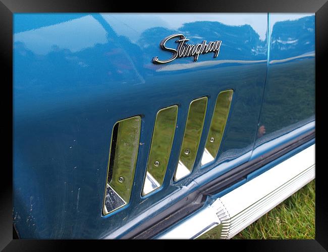 Blue Corvette Stingray side grill Framed Print by Allan Briggs