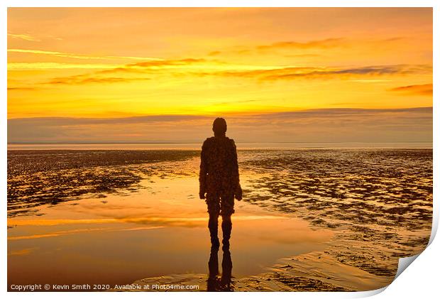 Sunset on Crosby Beach Print by Kevin Smith
