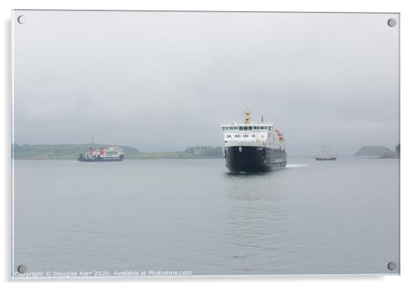 Calmac ferries, MV Clansman arriving in Oban, MV Hebridean Isles Acrylic by Douglas Kerr